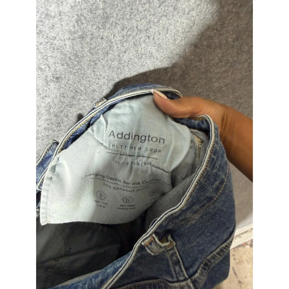 Oliver Logan Addington Split Hem Crop High Rise Wide Leg Blue Denim Jeans 27